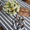 Mantel a rayas Charcoal y crudo 100% cotton