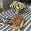 Mantel a rayas Charcoal y crudo 100% cotton