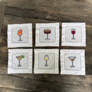 Posavasos bordados “copas” - Set de 6