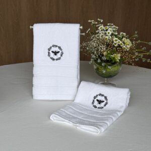 Toallas de Mano Bordado Abeja Negro (Gift box)