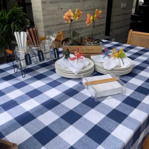 Mantel Picnic Cuadros Grandes Azules - 100% Cotton