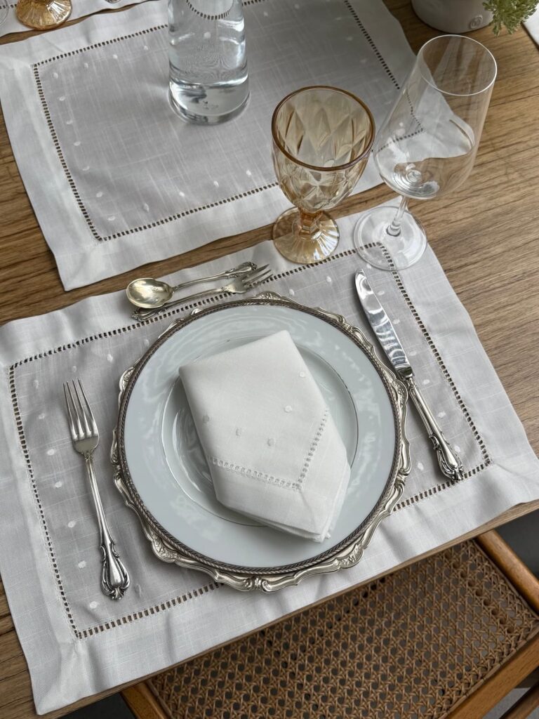 Individual Polka Blanco sobre blanco